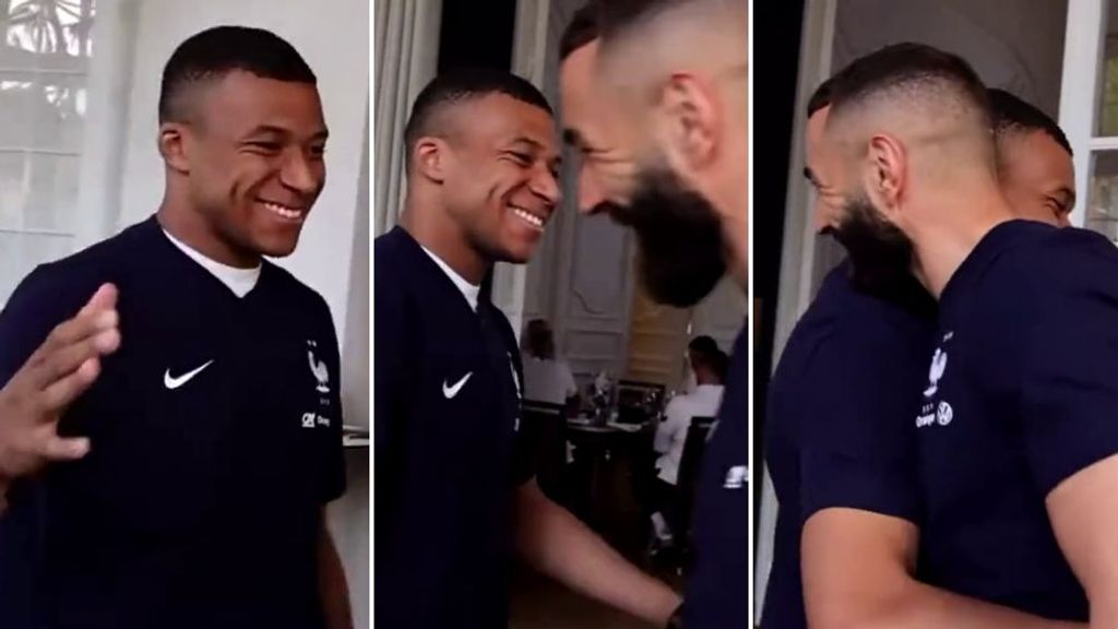 El reencuentro más esperado: Benzema y Mbappé se abrazan entre risas