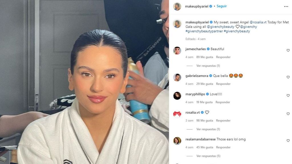 Rosalía, en maquillaje para la MET Gala