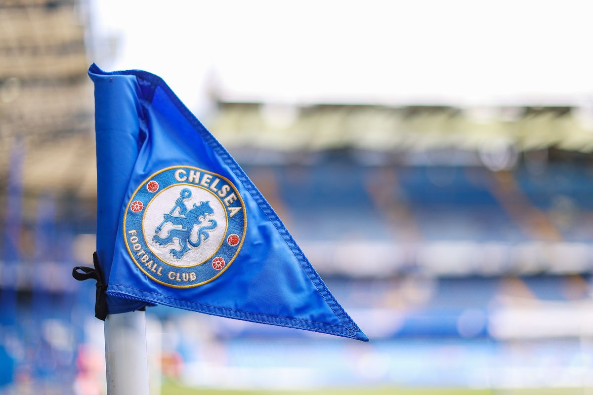 Banderín de córner del Chelsea en el estadio de Stamford Bridge Banderín de córner del Chelsea en el estadio de Stamford Bridge