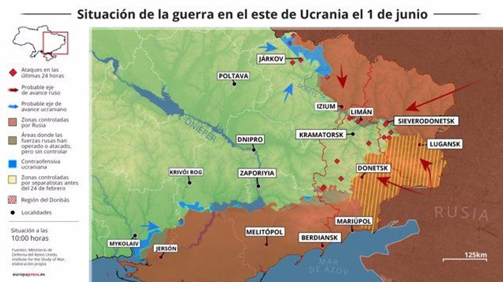 Situación de la guerra en el este de Ucrania este 1 de junio