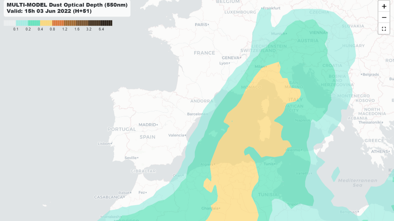 Polvo en suspensión previsto para el viernes
