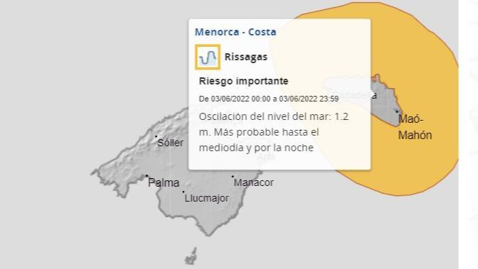Riesgo por rissagas en Menorca