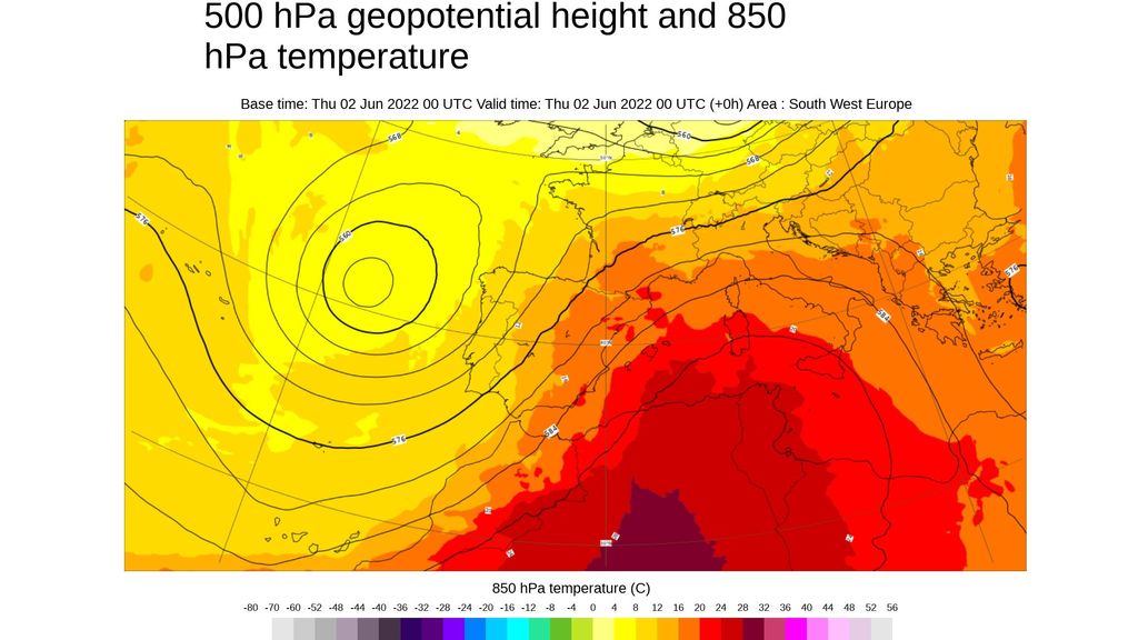 Temperatura y geopotencial a 500 hPa