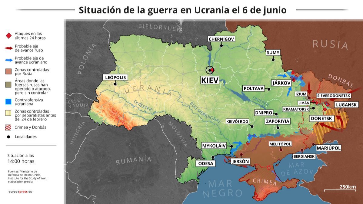 La situación de la guerra en Ucrania este 6 de junio