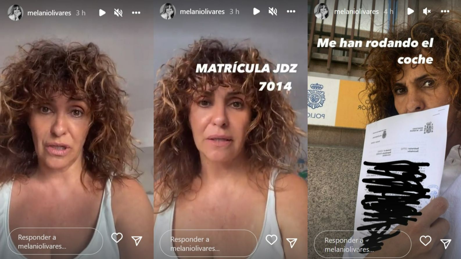 Melani Olivares explica que le han robado el coche y pide ayuda a sus seguidores para encontrarlo