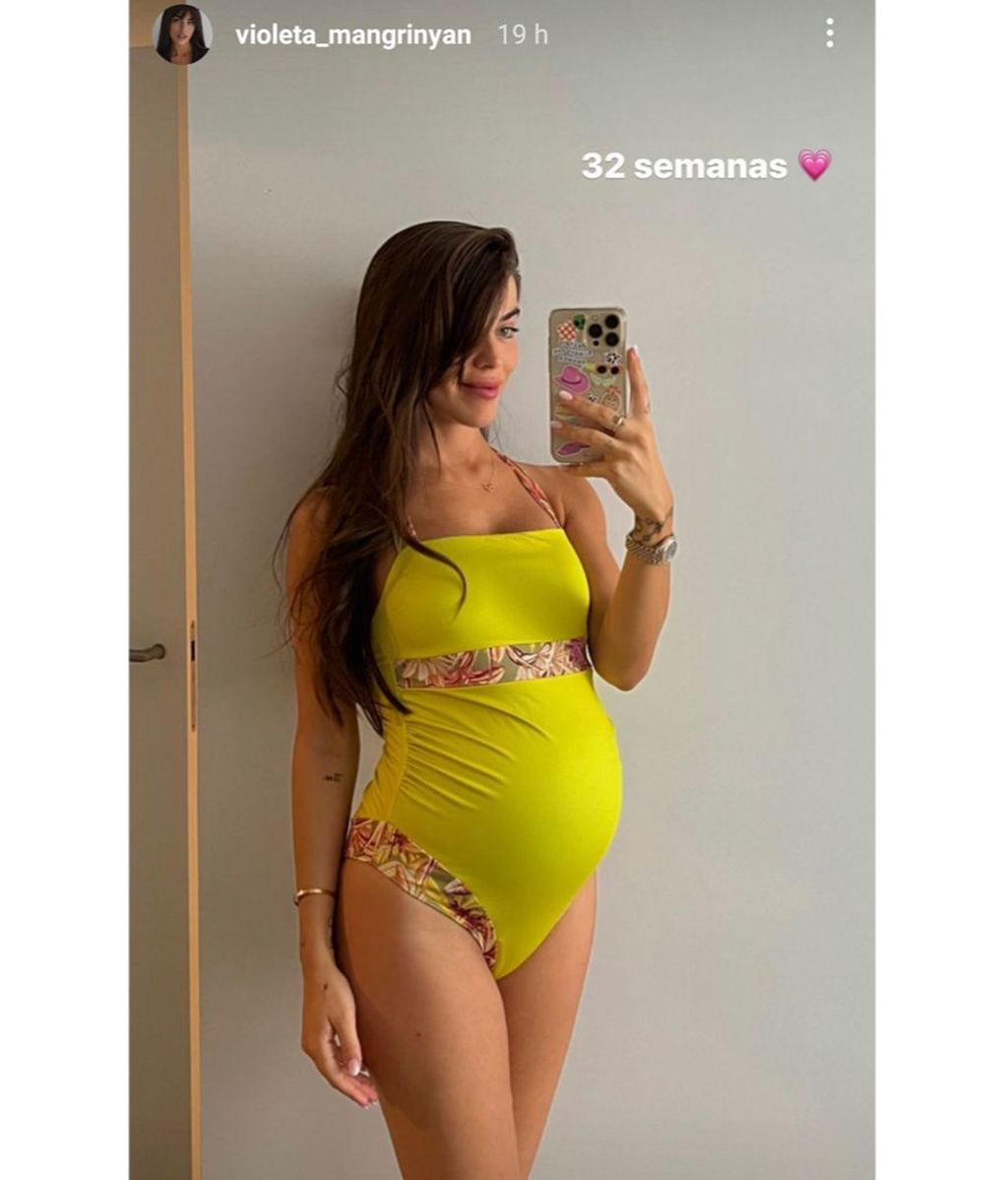 Violeta muestra feliz su barriguita en la semana 32 de su embarazo