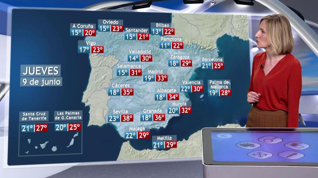Las temperaturas se disparan el jueves: el tiempo en España para el 9 de junio