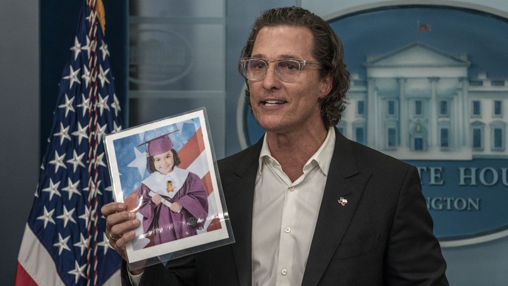 Matthew McConaughey durante su discurso en la sala de prensa de la Casa Blanca