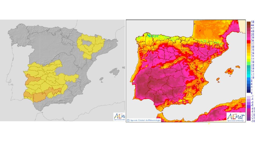 Avisos previstos para el sábado por calor, y temperaturas máximas previstas