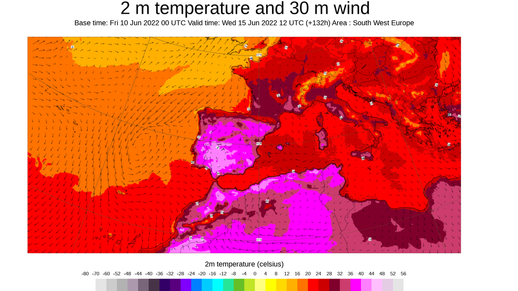 Temperatura prevista para el miércoles 15 de junio