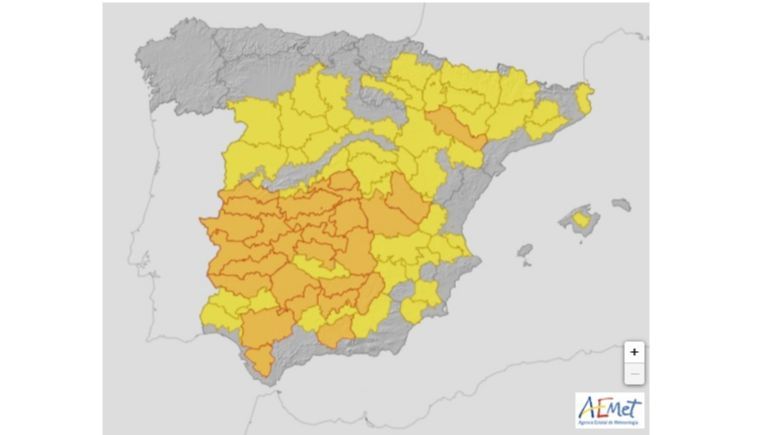 Avisos por altas temperaturas previstos para el lunes 13