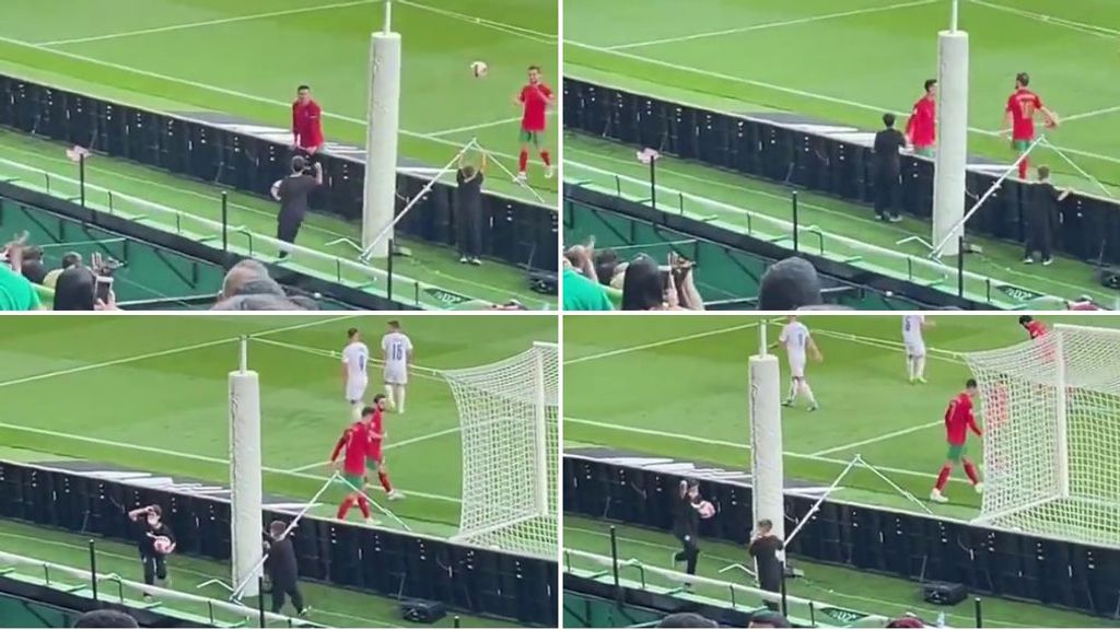 Un niño recogepelotas enloquece tras chocar la mano con Cristiano: pasó en pleno partido
