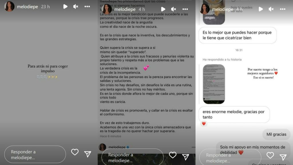 Las últimas historias de Instagram de Melodie Peñalver