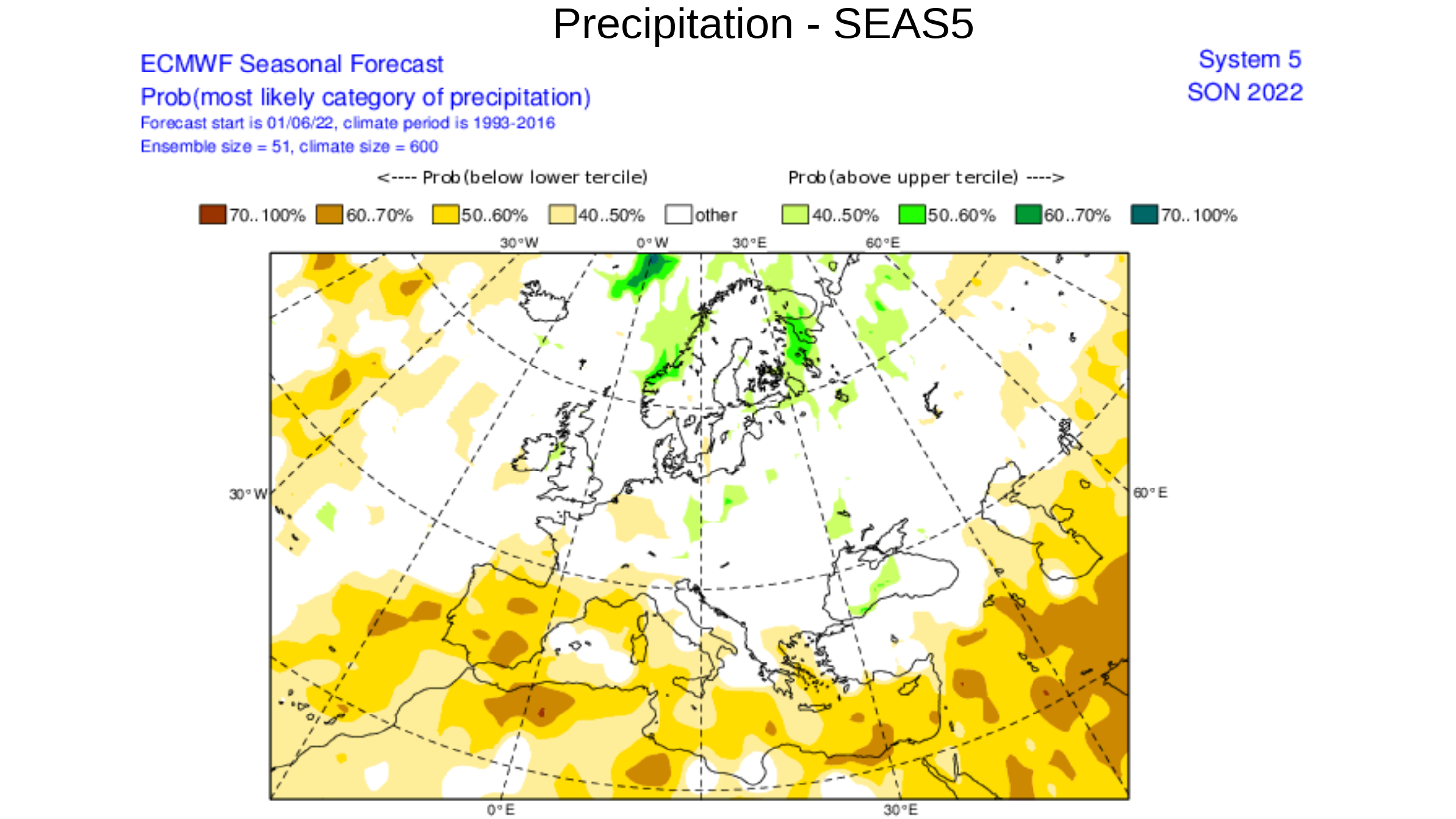 Anomalía de la precipitación prevista para sept 2022