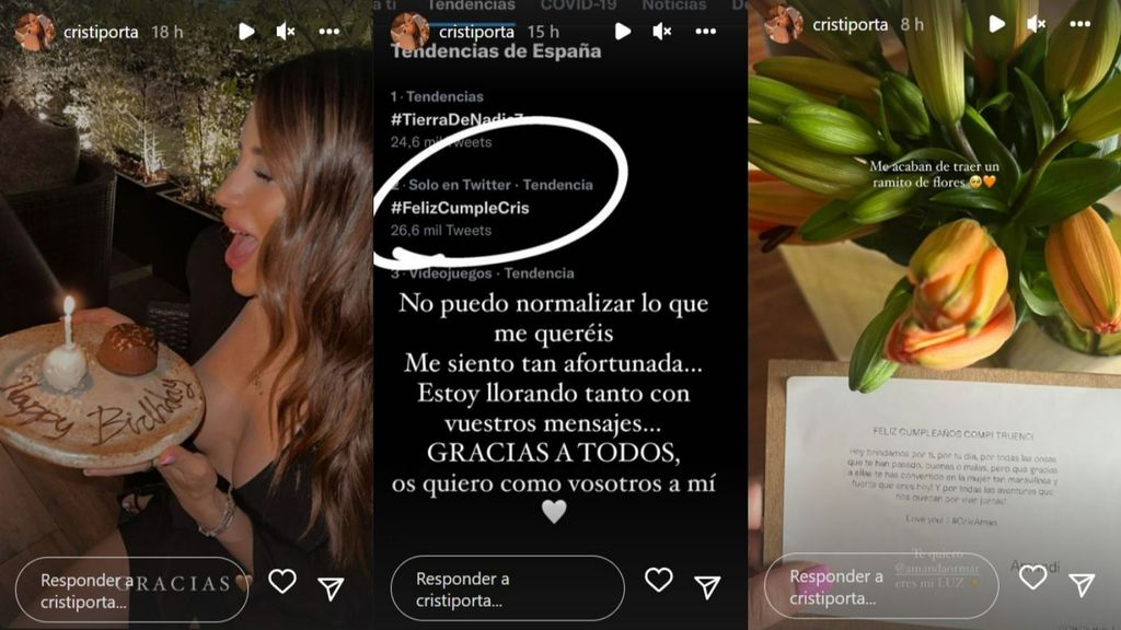 Cristina Porta celebra su cumpleaños rodeada del cariño de sus amigos y sus fans