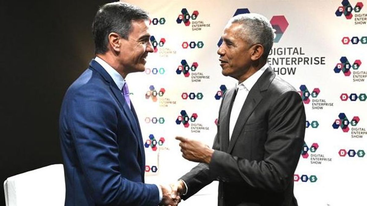 Pedro Sánchez y Barack Obama durante su encuentro en Digital Enterprise Show de 2022