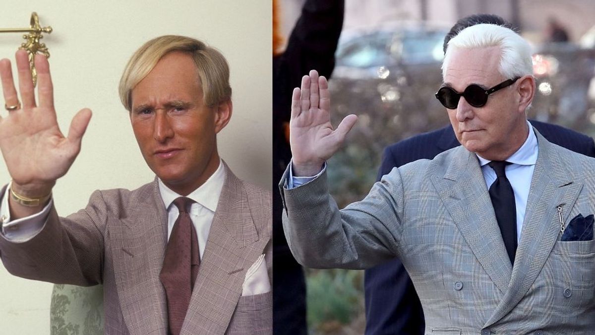 Roger Stone de joven y en una imagen reciente