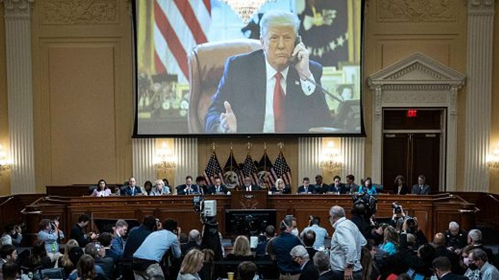 Donald Trump durante su intervención para la investigación del Asalto del Capitolio
