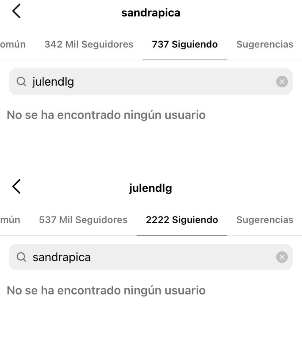 Sandra y Julen dejan de seguirse en redes