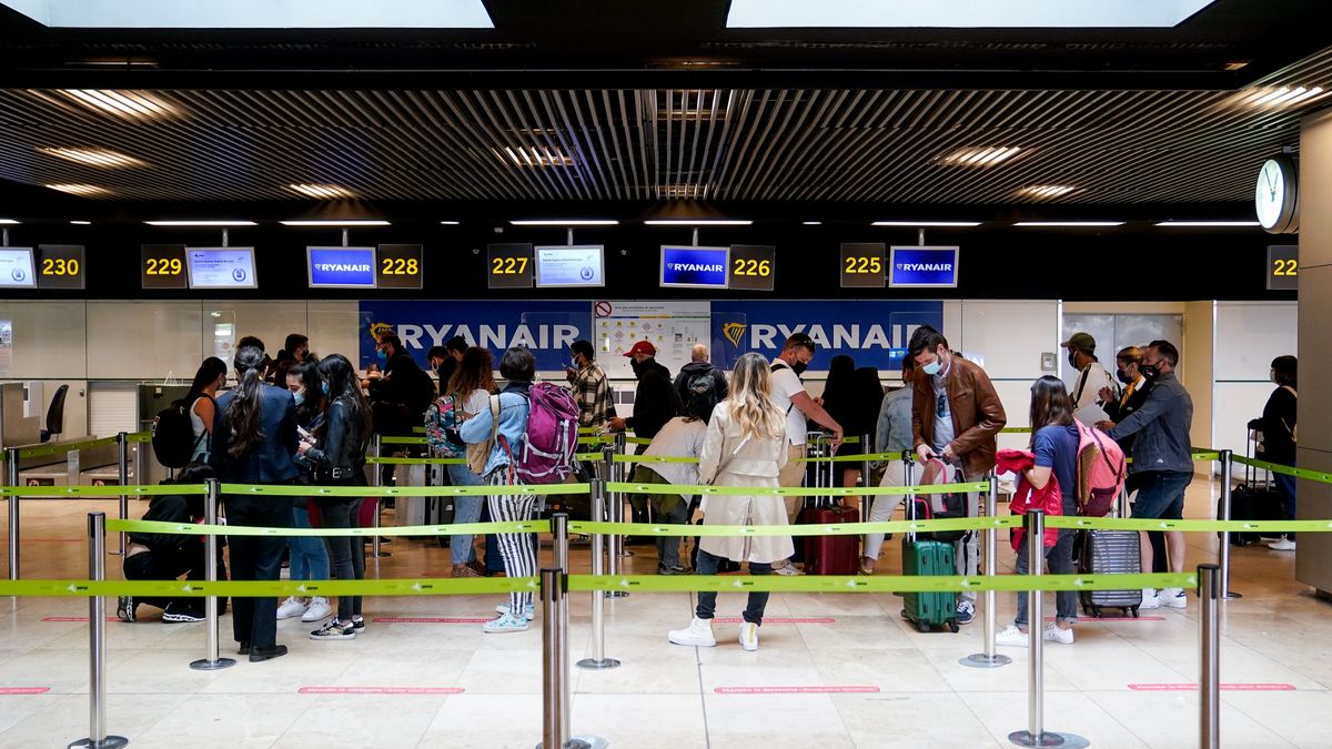 Sección de Ryanair de la T1 del aeropuerto Adolfo Suárez, Madrid-Barajas en mayo de 2021