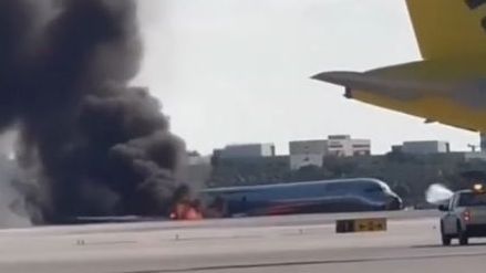 Aterrizaje de emergencia en Miami deja tres heridos