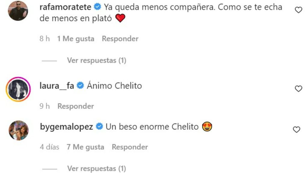 Rafa Mora, Laura Fa y Gema López le mandan su apoyo a Chelo García-Cortés