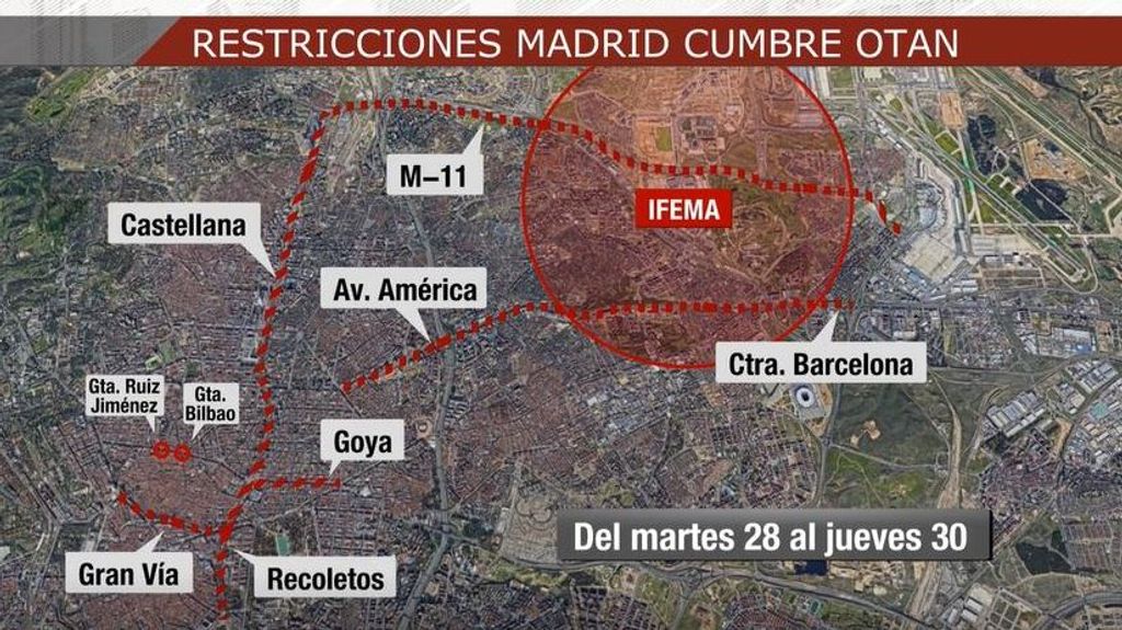 Las zonas que se verán afectadas en Madrid por la Cumbre de la OTAN