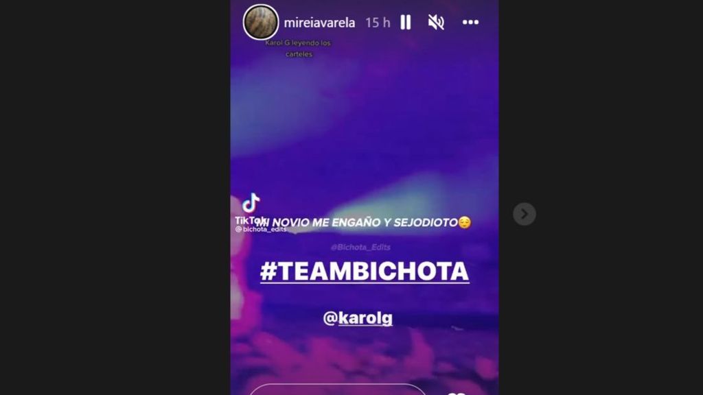 Captura del mensaje de Mireia Varela en Instagram