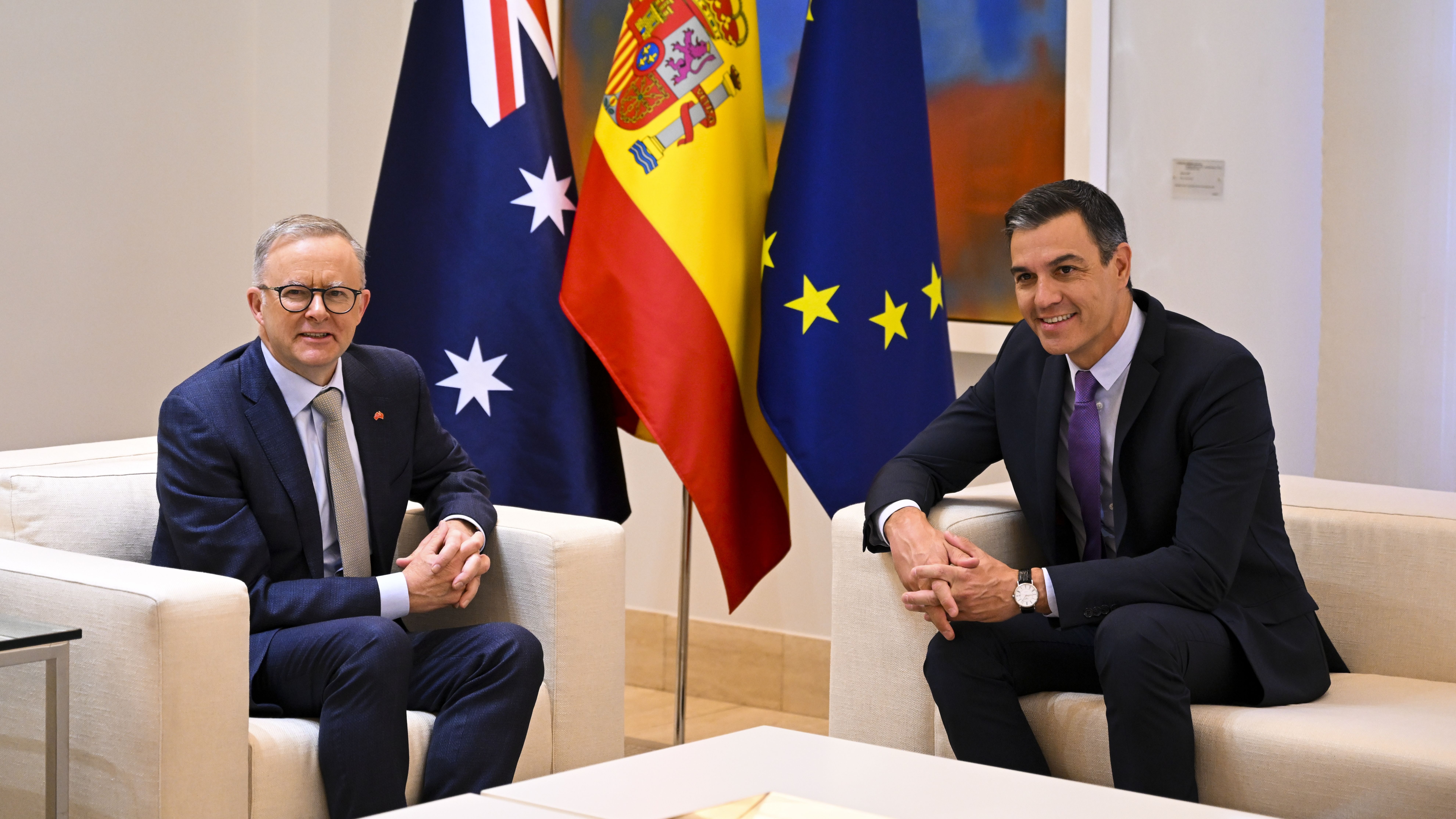 Pedro Sánchez con el primer ministro de Australia, Anthony Albanese