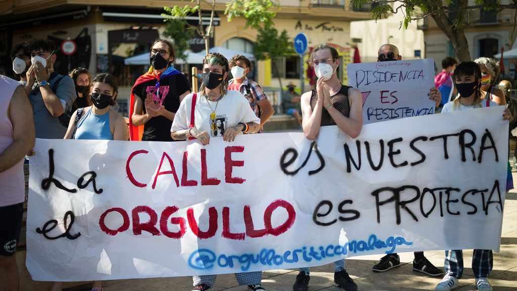 Una marcha de la plataforma ORgullo Crítico, en Málaga, que reivindica otra forma para festejar el Orgullo LGTBI+