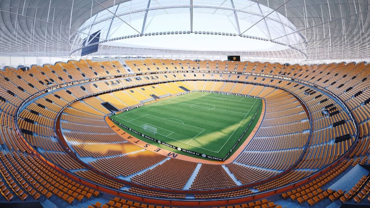 Nou Mestalla por dentro en una recreación Nou Mestalla por dentro en una recreación