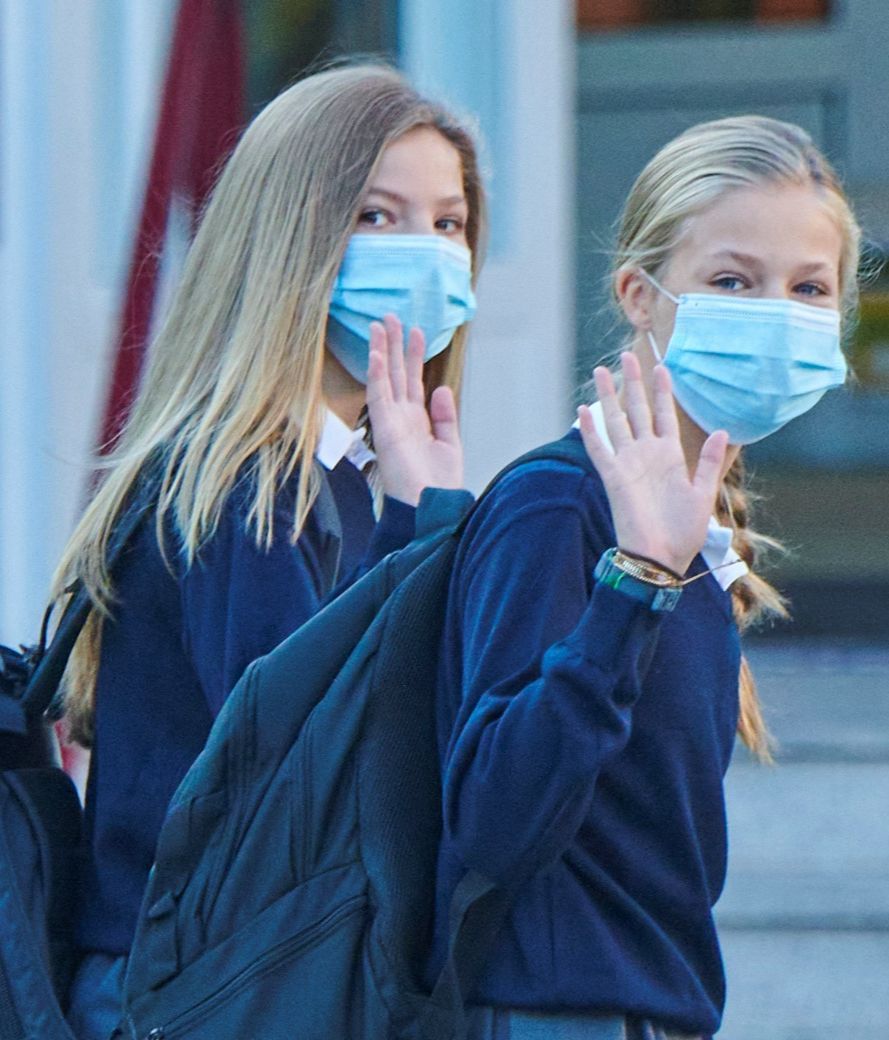 September 11, 2020, Madrid, Madrid, Spain: Crown Princess Leonor, Princess Sofia attends arrive at the 'Santa Maria de los Rosales' School on the first day of school on September 11, 2020 in Madrid, Spain (Credit Image: © Jack Abuin/ZUMA Wire)