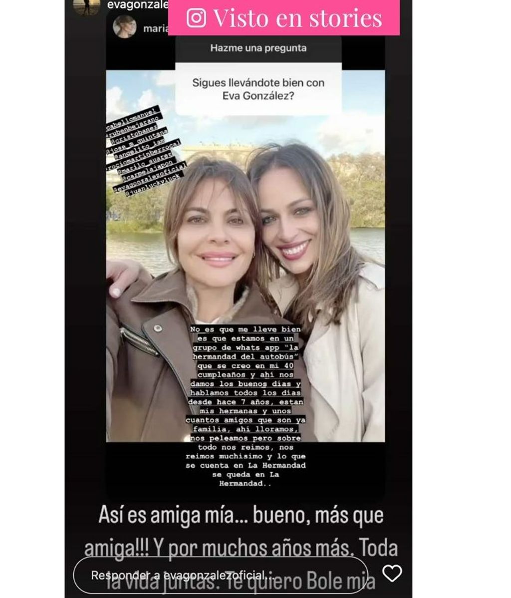 ¿Siguen siendo amigas María José Suárez y Eva González?