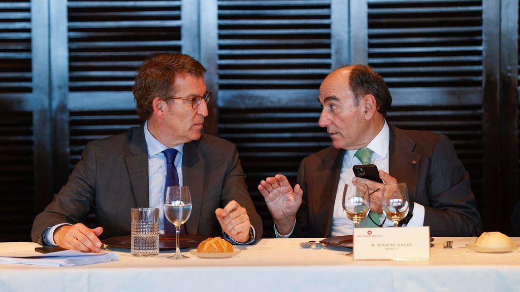 Feijóo comparte almuerzo con el presidente de Iberdrola, Ignacio Sánchez Galán, ayer en Getxo