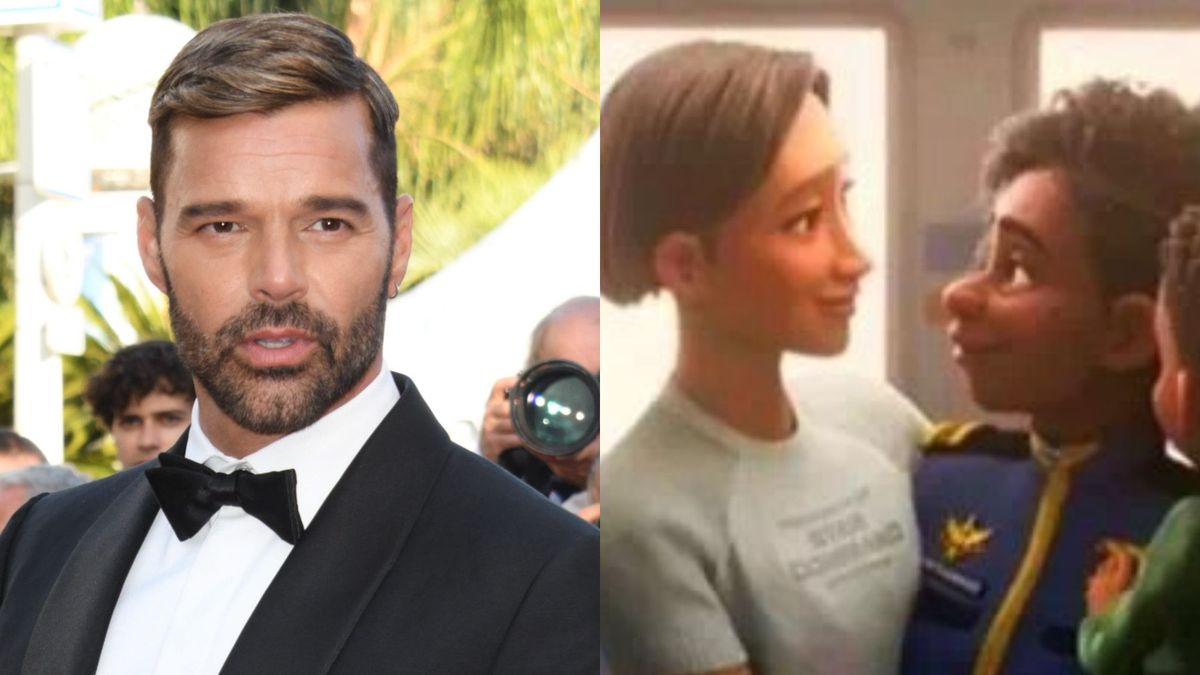 Ricky Martin y una imagen de la película "Lightyear"