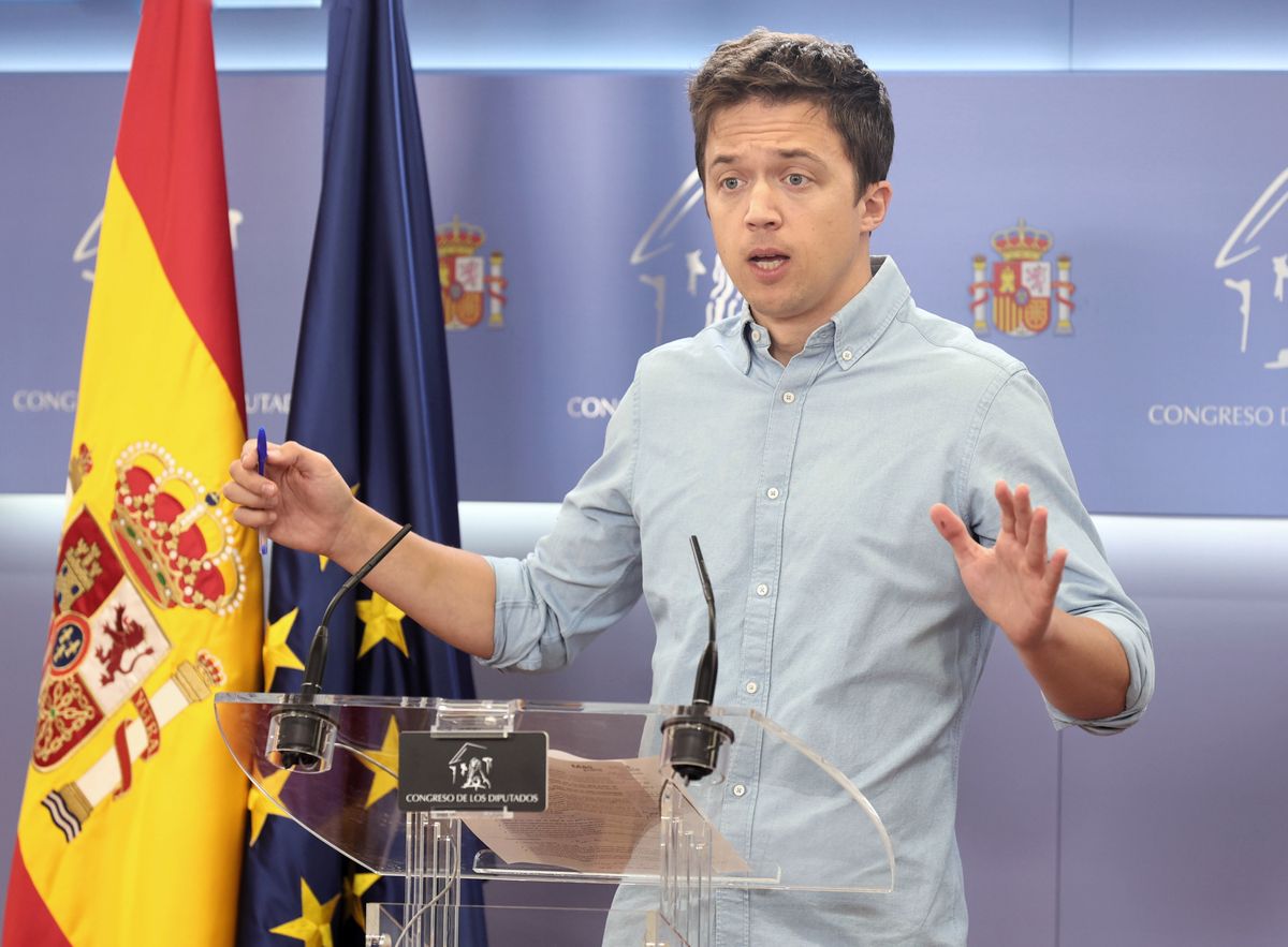 El portavoz de Más País en el Congreso, Íñigo Errejón, en una rueda de prensa posterior a la Junta de Portavoces, en el Congreso de los Diputados, a 7 de junio de 2022, en Madrid (España).