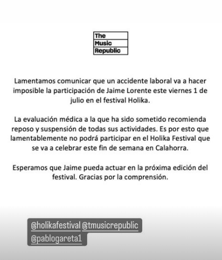 El comunicado de la agencia de Jaime Lorente
