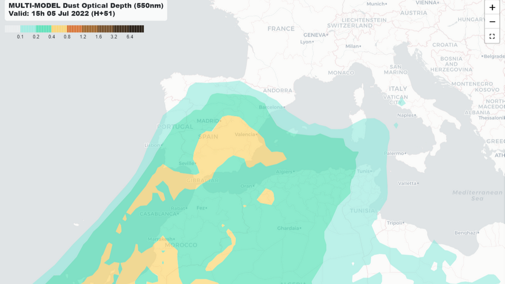 Nube de calima sobre España