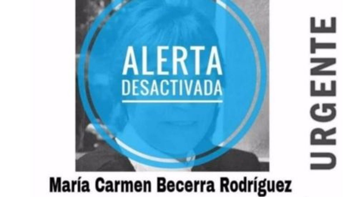 Sos Desaparecidos ha desactivado la alerta por María Carmen Becerra Rodríguez Sos Desaparecidos ha desactivado la alerta por María Carmen Becerra Rodríguez