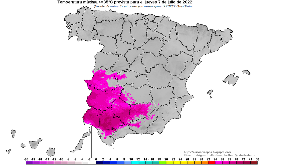 Temperatura máxima por encima de 35 ºC en Andalucía para el jueves