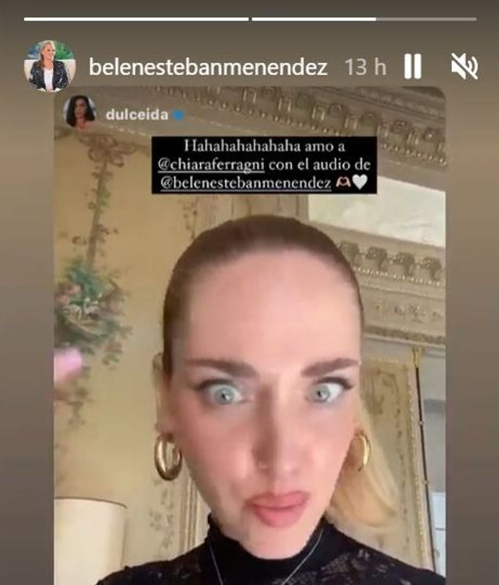 Chiara Ferragni con el audio de Belén Esteban