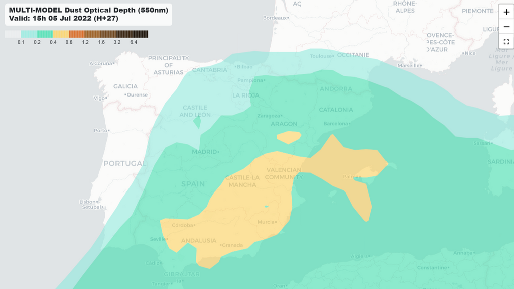 Nube de calima prevista el martes