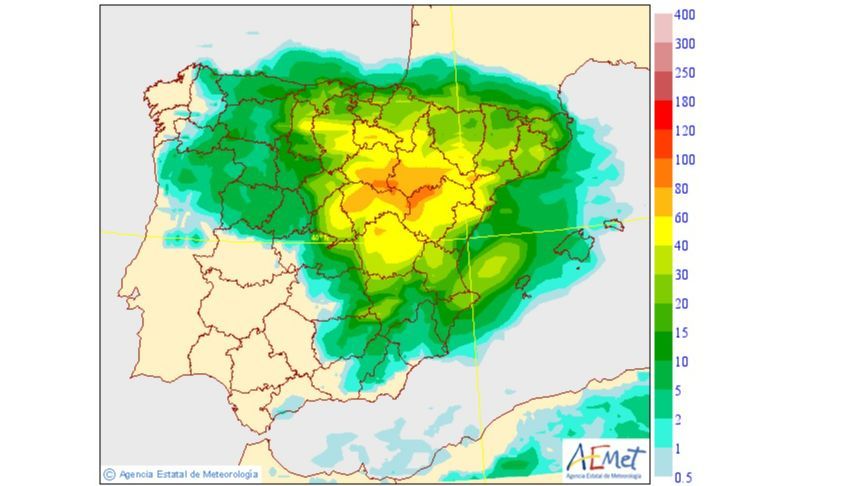 Probabilidad de precipitación máxima prevista para el miércoles, 6 de julio