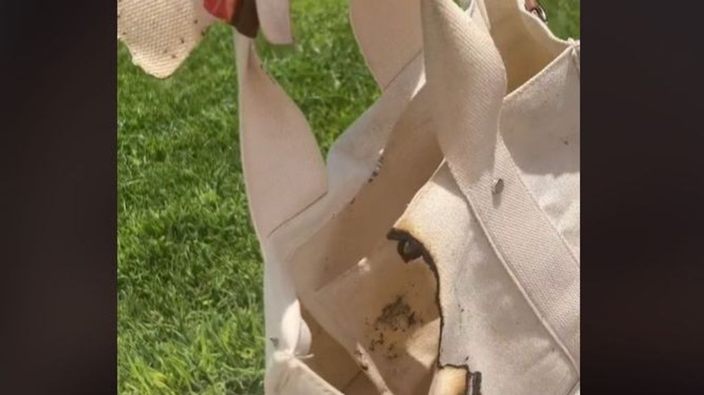 Su bolso se prendió fuego por el sol