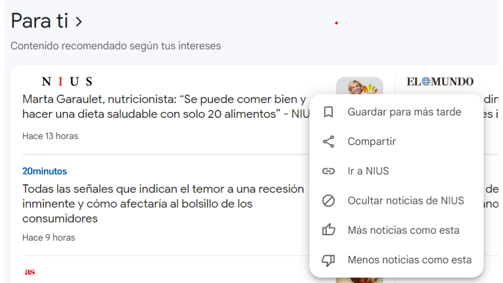 Puedes guardar las noticias para más tarde.