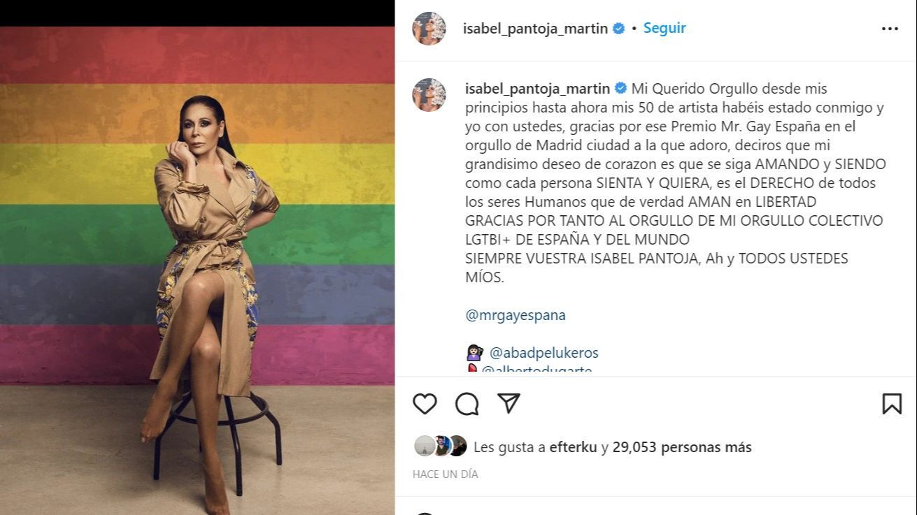 Isabel Pantoja, en su Instagram