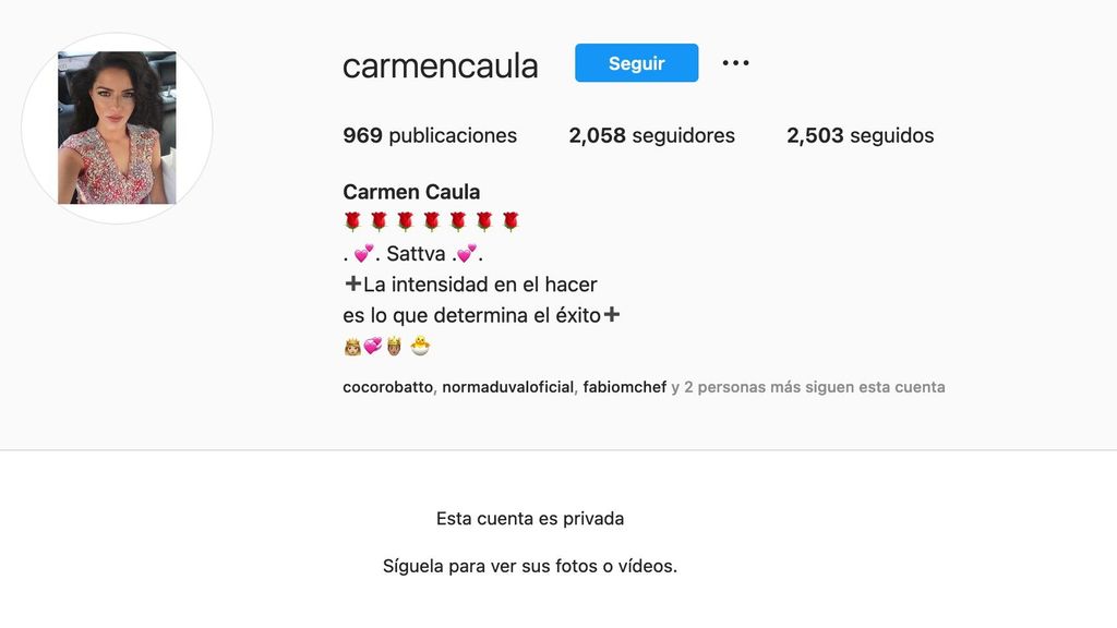 Instagram de Carmen, la madre del bebé