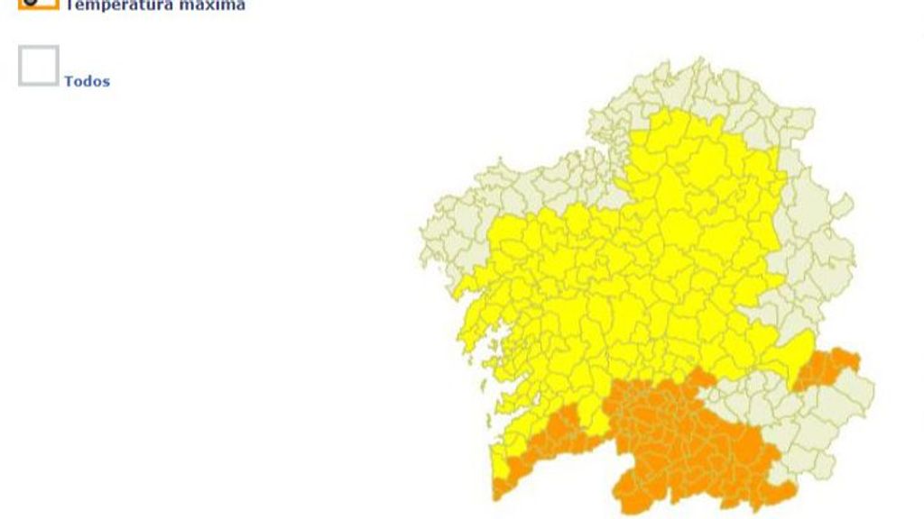 Mapa de alertas previsto para este martes, 12 de julio.