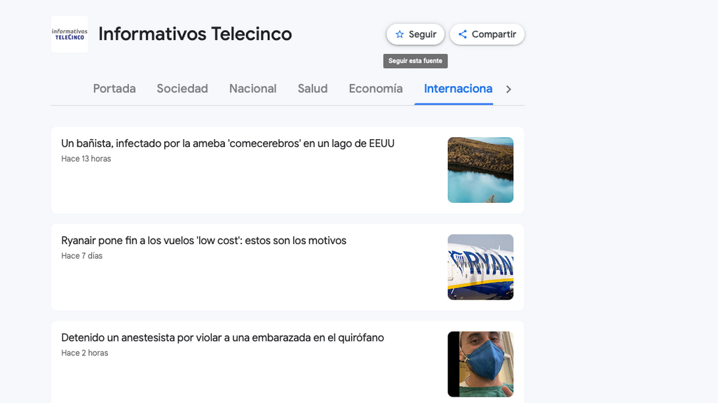 google news como seguir informativos telecinco