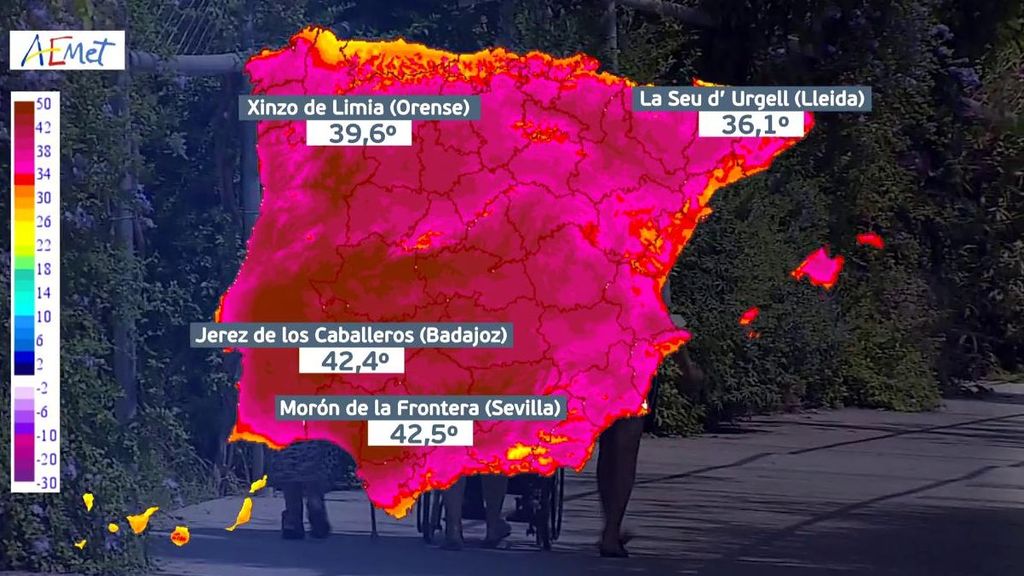 Almonte, en Huelva, y Olivenza, Badajoz, superaron los 45 grados el miércoles